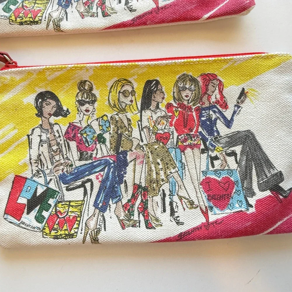 Brighton 2018 Fashion Illustration Heart Canvas Zipper Pouch Set of 2